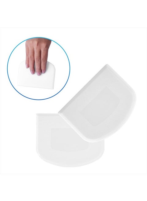 5pcs 4.6x3.6" Dough Bowl Spatula, Dough Cutter Multi-Function Dough Scraper Food Scrappers Plastic Kitchen Bowl Scraper Tool for Pastry Cake Bread Pizza Baking (White)