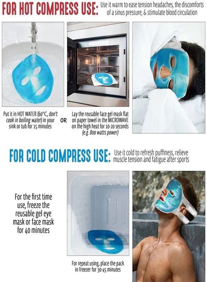 FRILL Plush Aqua Cool Gel Full Face Mask Summer Ice Cooling Sleeping Mask For Eye Patches Remove Cool Gel Ice Pack For Face Cold Therapy+ Eye Mask Free-Blue Set Of 1. - Image 4