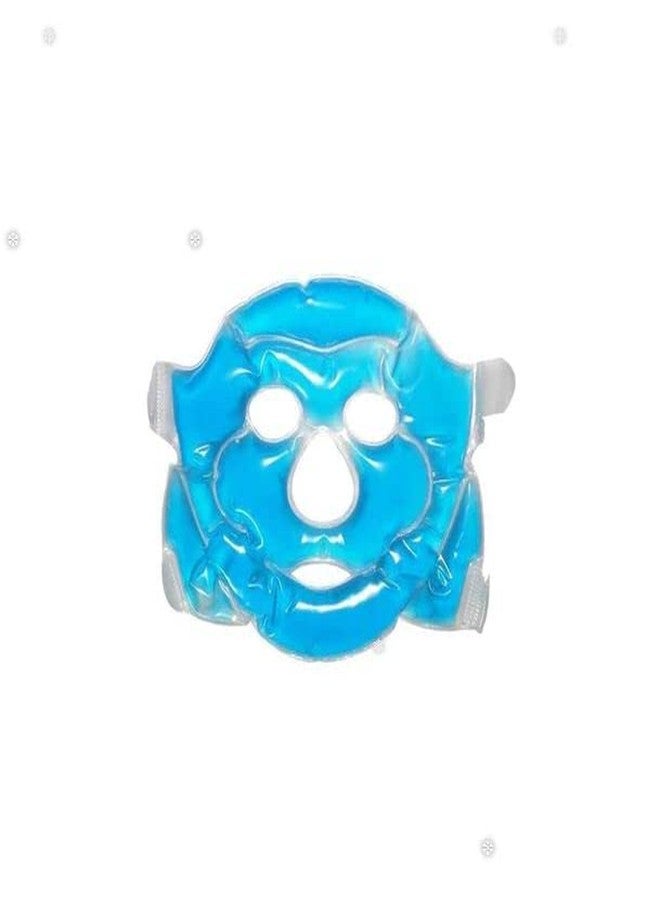 FRILL Plush Aqua Cool Gel Full Face Mask Summer Ice Cooling Sleeping Mask For Eye Patches Remove Cool Gel Ice Pack For Face Cold Therapy+ Eye Mask Free-Blue Set Of 1. - Image 1
