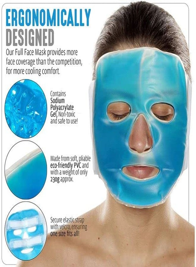 FRILL Plush Aqua Cool Gel Full Face Mask Summer Ice Cooling Sleeping Mask For Eye Patches Remove Cool Gel Ice Pack For Face Cold Therapy+ Eye Mask Free-Blue Set Of 1. - Image 5