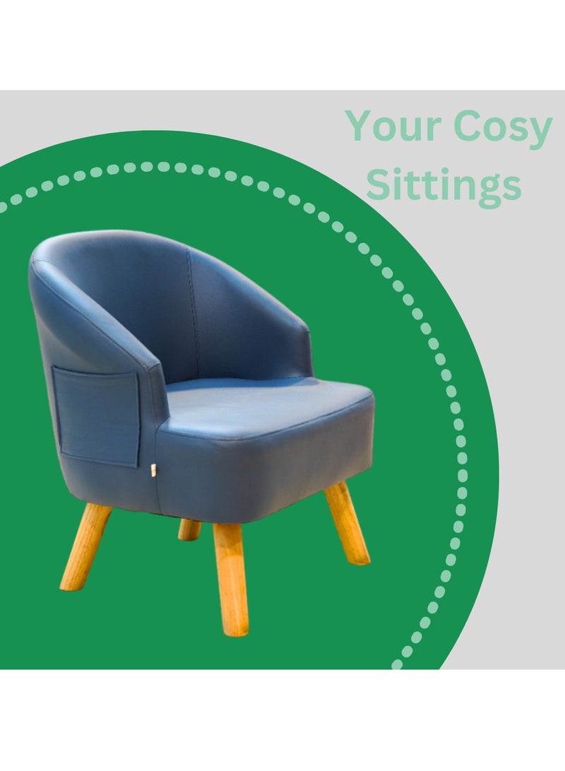 Other Manufacturer Faux Leather Upholstery, Wooden Legs, Navy Blue, Sofa Chair, Small sofa, Small Sitting Sofa  - Image 1