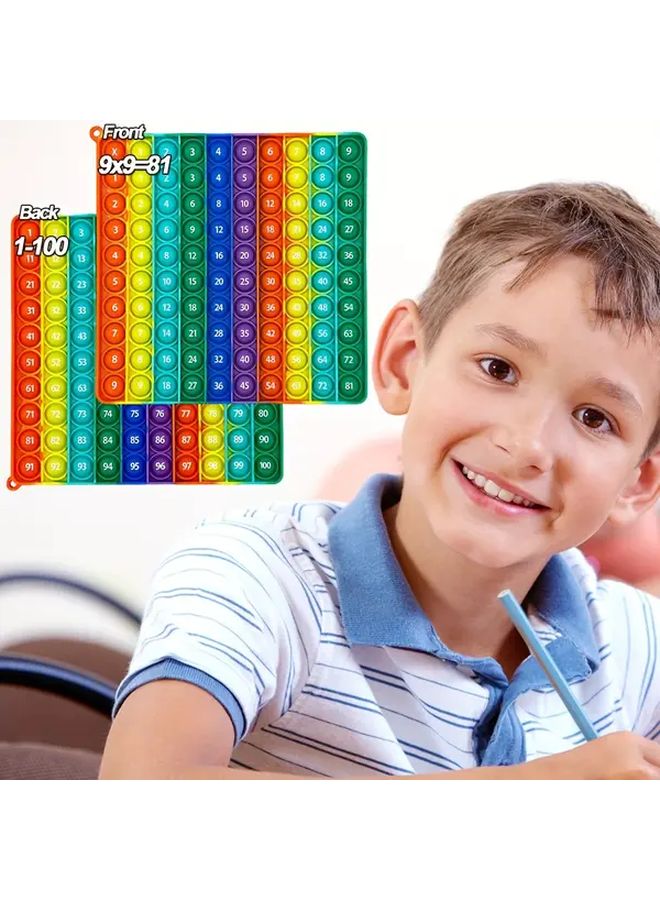 لعبة دفع فقاعة جدول الضرب 9x9 لعبة تعليمية تعلم الرياضيات العد 100 قوس قزح - Image 3