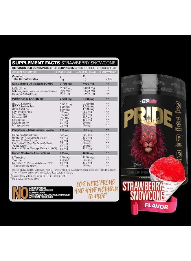 EHP Labs Pride By Ehplabs Pre-Workout Supplement - Energy Booster, Sharp Focus, Epic Pumps & Faster Recovery - 40 Servings (Strawberry Snowcone)  - Image 2