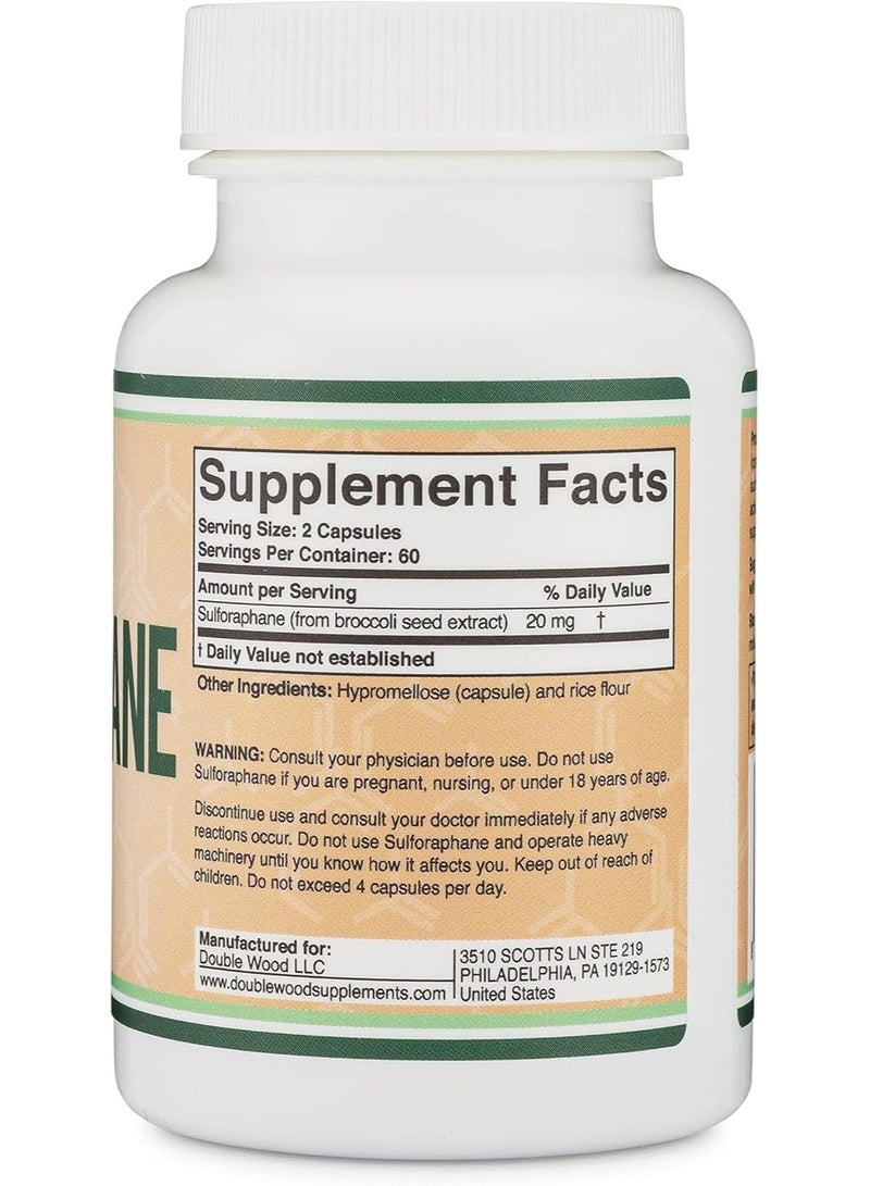 Double Wood Supplements Sulforaphane Broccoli Seed Extract 120 Capsules - Image 2