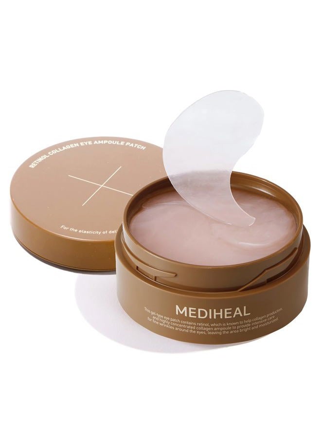 MEDIHEAL لصقات تحت العين بالكولاجين والريتينول - لاصقات هيدروجيل كورية (60 لصقة) مع 95% ريتينول و5% كولاجين ميكرو. قناع جل للعين مغذي وغير مهيج. تشمل غطاء محكم وملعقة. - Image 1