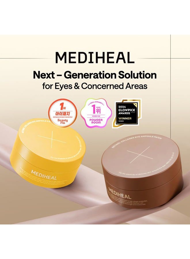 MEDIHEAL لصقات تحت العين بالكولاجين والريتينول - لاصقات هيدروجيل كورية (60 لصقة) مع 95% ريتينول و5% كولاجين ميكرو. قناع جل للعين مغذي وغير مهيج. تشمل غطاء محكم وملعقة. - Image 2