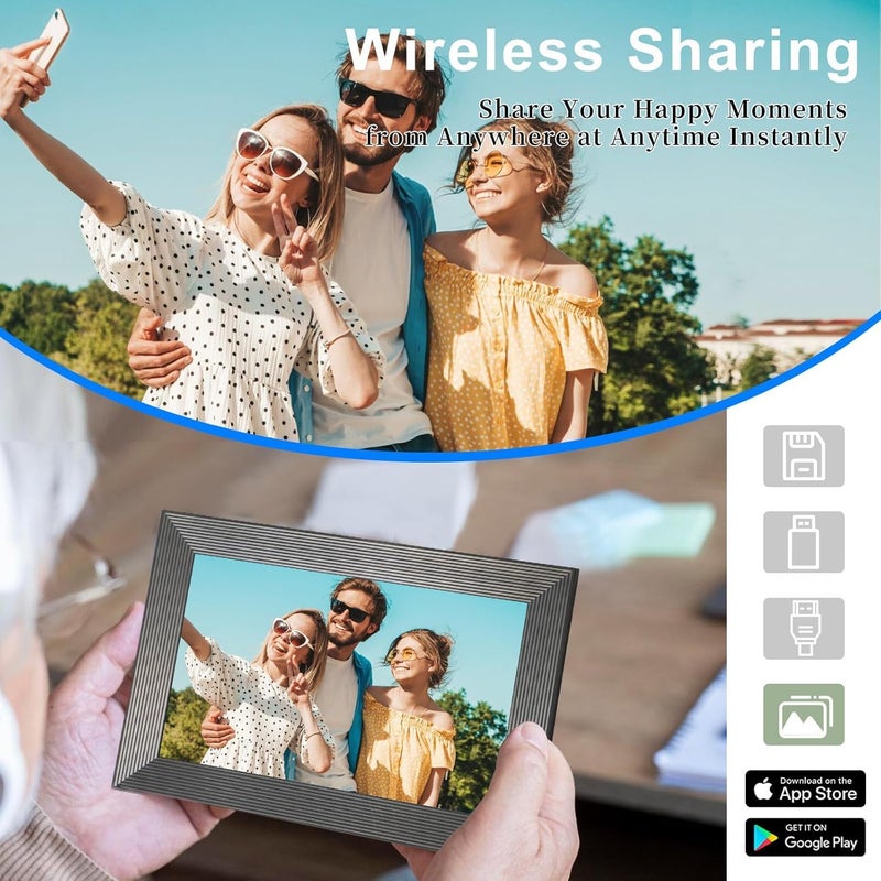 miracle digital إطار فريميو 10.1 بوصة إطار صور رقمي واي فاي، شاشة تعمل باللمس IPS بدقة 1280x800، ذاكرة 32 جيجابايت، دوران تلقائي، قابل للتعليق على الحائط، مشاركة الصور/الفيديوهات على الفور عبر تطبيق فريميو من أي مكان - Image 2