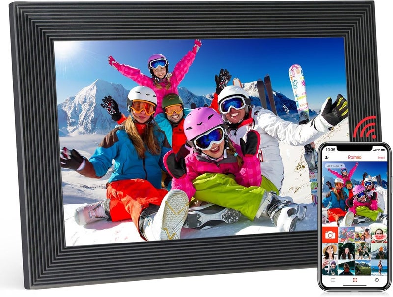miracle digital إطار فريميو 10.1 بوصة إطار صور رقمي واي فاي، شاشة تعمل باللمس IPS بدقة 1280x800، ذاكرة 32 جيجابايت، دوران تلقائي، قابل للتعليق على الحائط، مشاركة الصور/الفيديوهات على الفور عبر تطبيق فريميو من أي مكان - Image 1