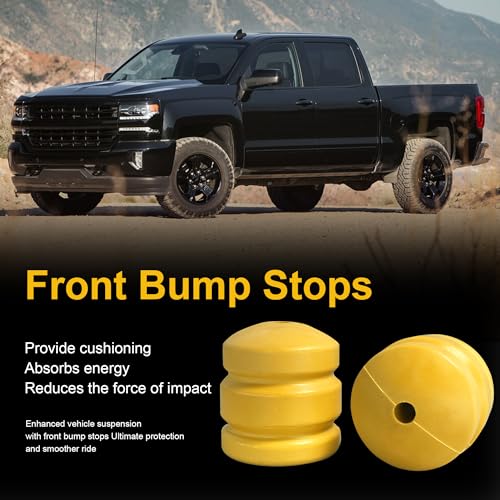 Yukauto Front Bump Stops Fit for Chevy 2011-2021 Silverado/Sierra 2500 3500 Lower Control Arm Jounce Bumpers (2 Pair) - Image 4