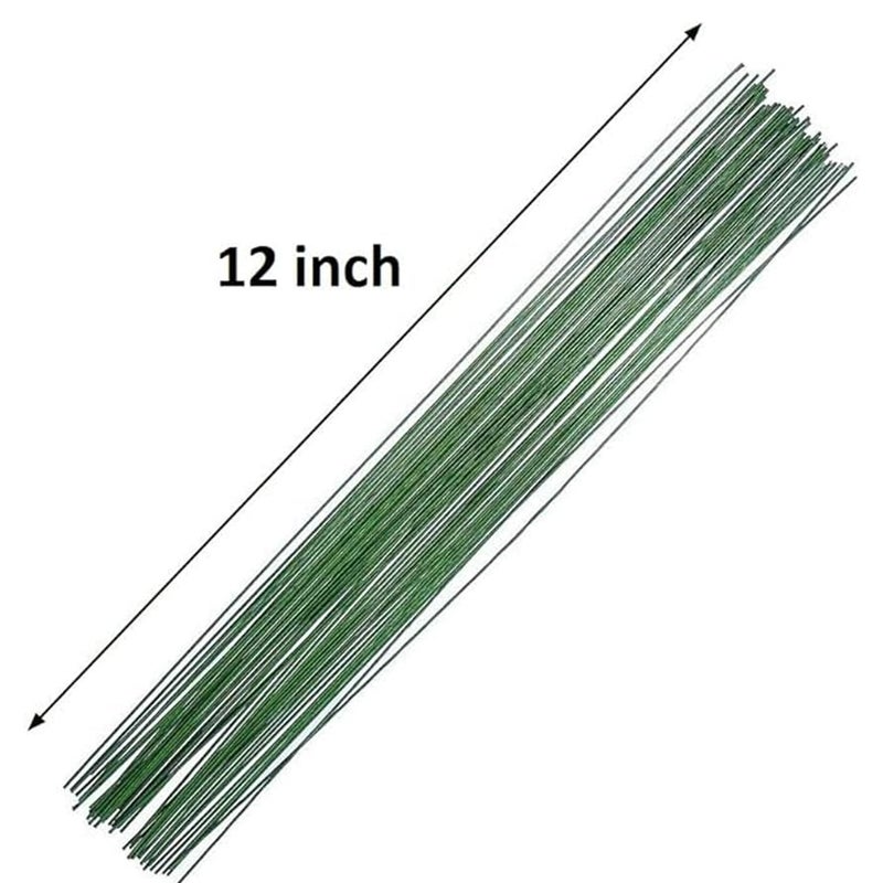 Artzone ورق كريب 25x100 سم (10 ألوان) مع سلك ساق زهور داكن أخضر بطول 12 بوصة لصنع الزهور الاصطناعية (25 قطعة سلك وشريط زهور أخضر) - Image 3