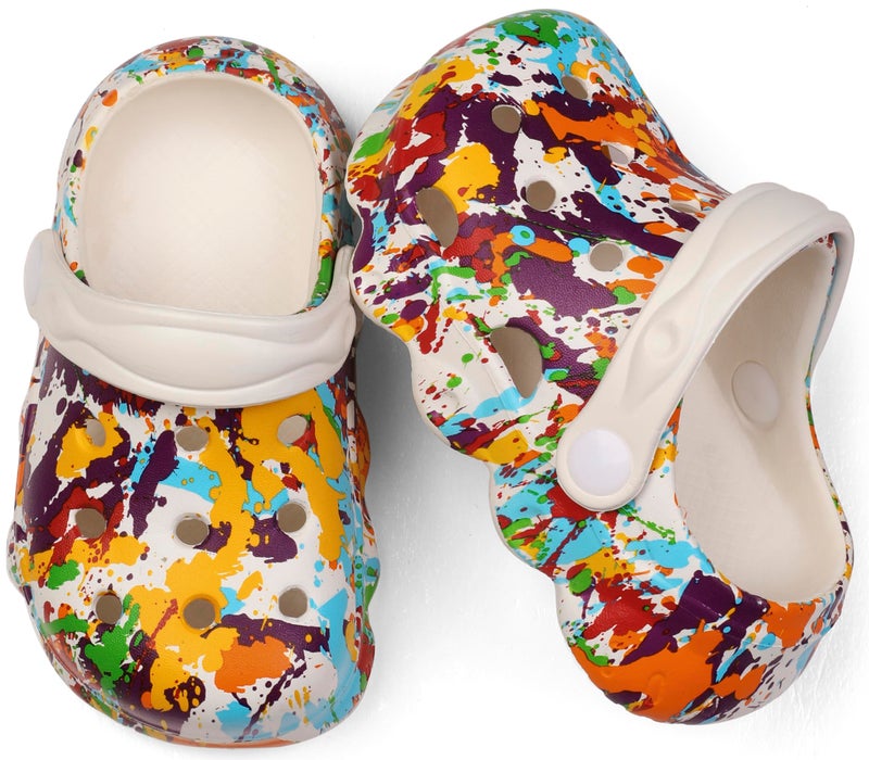 INMINPIN Kids Cute Clogs Cartoon Garden Shoes Boys Girls Slides Slippers Indoor Outdoor Children Water Shower Beach Pool Sandals,White,8.5-9.5 Toddler,Kids - Image 5
