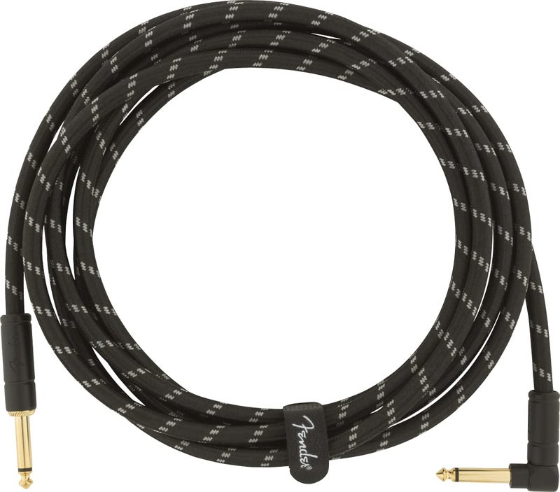 Fender Deluxe Series Instrument Cable Guitar Cable Guitar Accessories StraightAngle Black Tweed 10ft