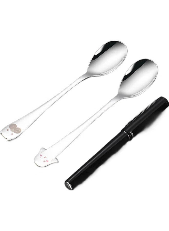MAX COOK (Maxcook) 316L Stainless Steel Soup Ladle And Spoon, Large Serving Spoon, Rice Spoon, Tablespoon, Cartoon Design For Children, 2-Piece Set Mccu2013 - Image 1