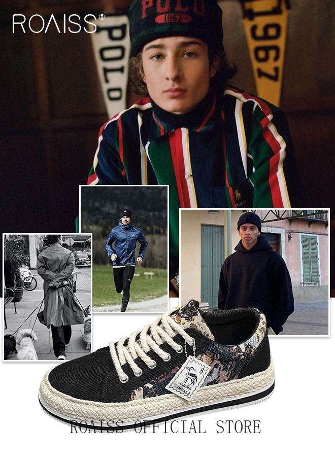 roaiss New Men Lace up Front Colorblock Sneakers Sport Outdoor Canvas Skate Shoes INS Trendy Casual Lightweight Comfy Men's Walking Shoes for Young Men Teenagers Spring and Summer  - Image 4