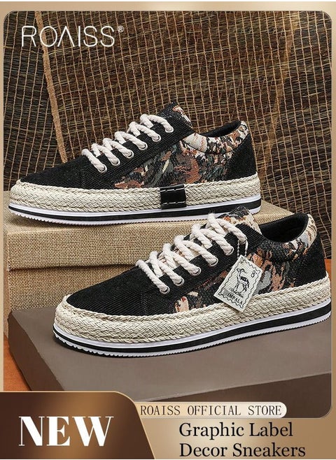 New Men Lace up Front Colorblock Sneakers Sport Outdoor Canvas Skate Shoes INS Trendy Casual Lightweight Comfy Men's Walking Shoes for Young Men Teenagers Spring and Summer