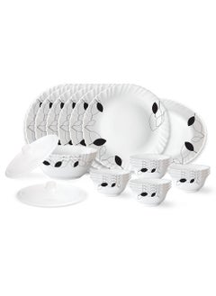 LARAH BY BOROSIL Larah by Borosil Shadow Fluted Series Opalware Dinner Set | 23 Pieces for Family of 6 | Microwave & Dishwasher Safe | Bone-Ash Free | Crockery Set for Dining & Gifting | Plates & Bowls | White  - Image 1
