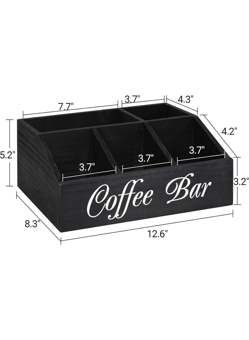 FALAHOM Coffee Station Organizer, Farmhouse Wood Coffee Bar organizer Countertop for Accessories, Pod Syrup Condiment Organizer Holder - Image 3