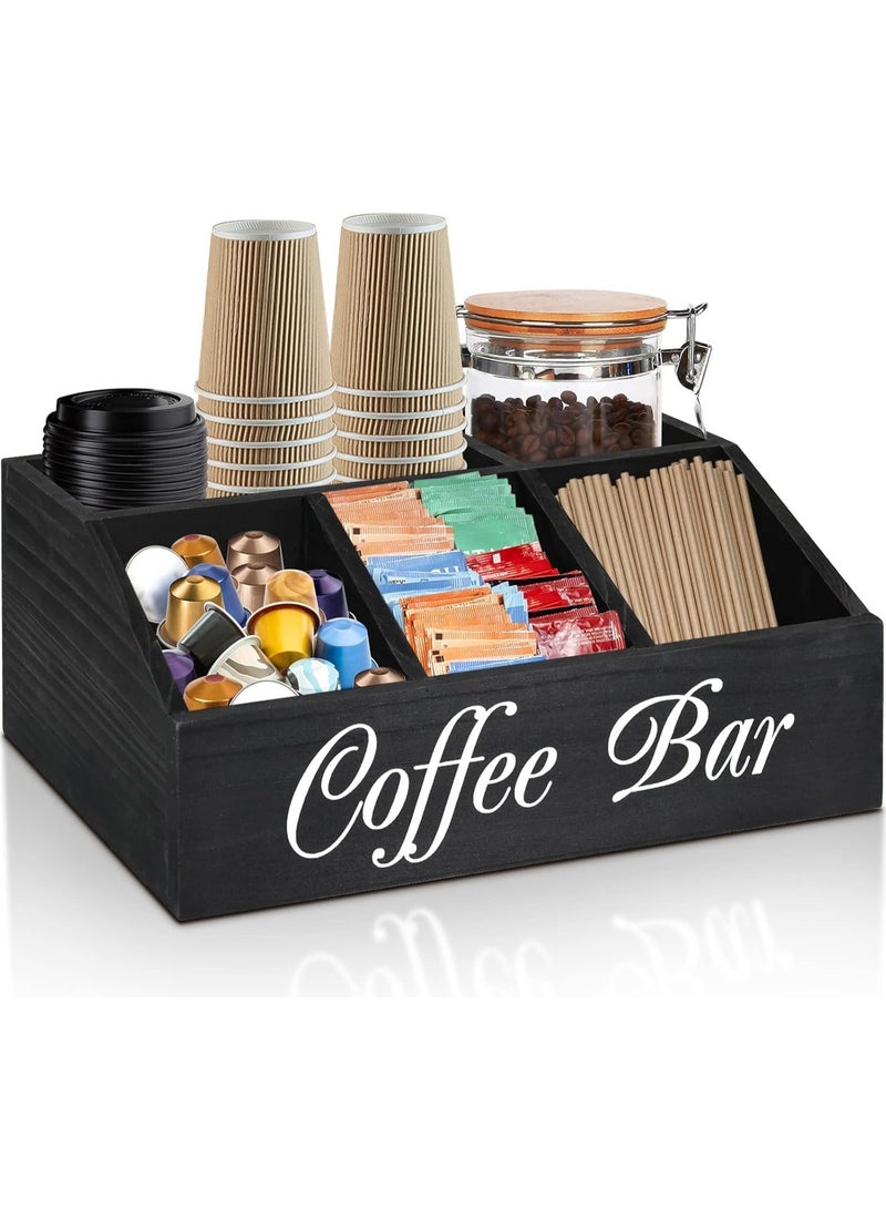 FALAHOM Coffee Station Organizer, Farmhouse Wood Coffee Bar organizer Countertop for Accessories, Pod Syrup Condiment Organizer Holder - Image 1