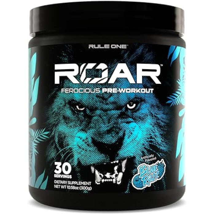 Rule 1 Proteins Rule 1 R1 Roar - Pre-Workout Powder with Creatine, Beta-Alanine, Citrulline, Electrolytes & Caffeine (30 Servings, Blue Razz) - Image 1