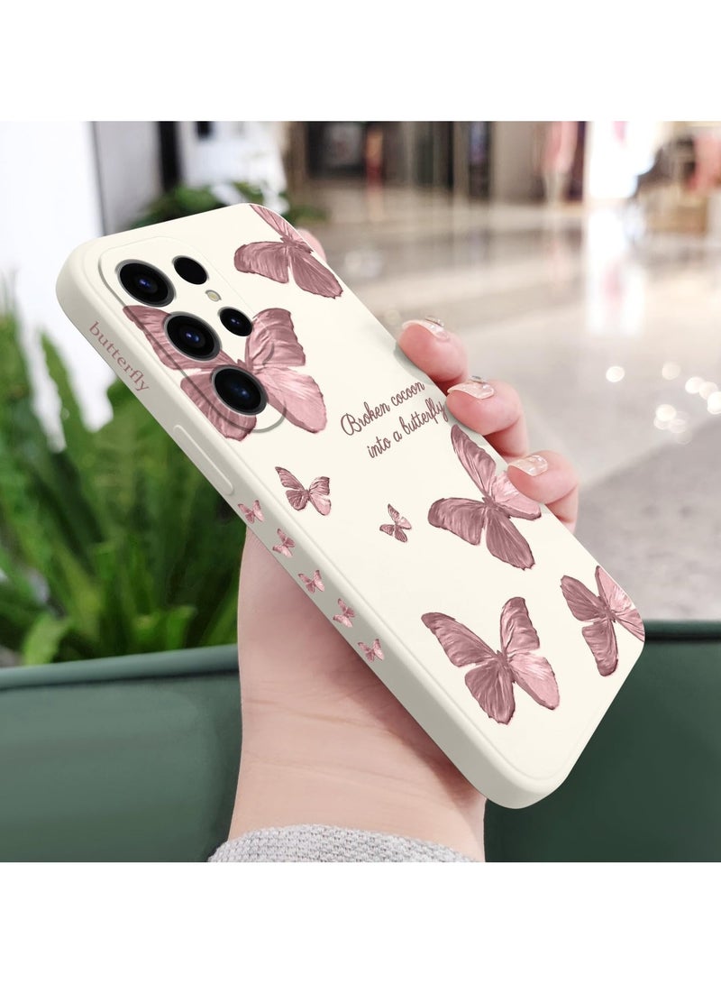for Samsung Galaxy S25 Ultra Case, Slim Soft Non Slip Silicone for Samsung S25 Ultra Phone Cover 6.9 inch, Butterfly White - Image 3
