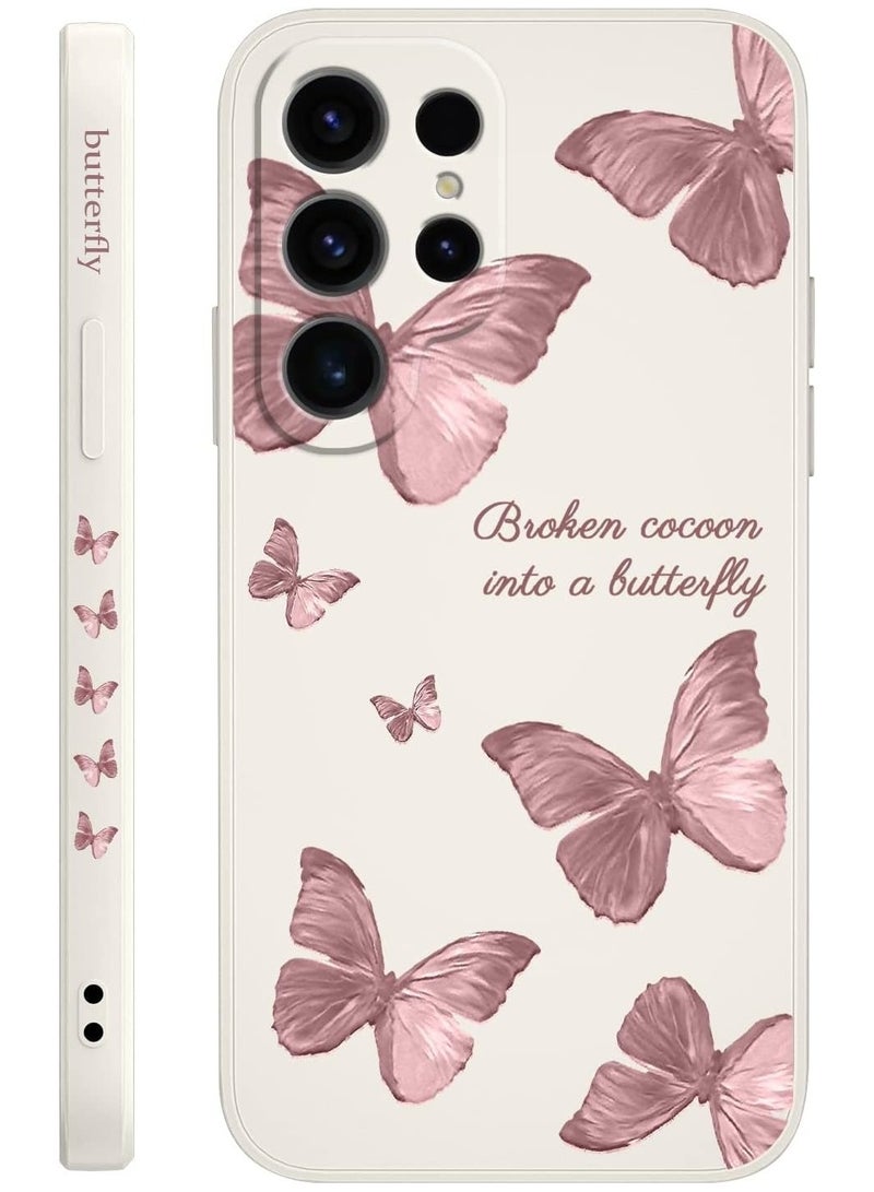 for Samsung Galaxy S25 Ultra Case, Slim Soft Non Slip Silicone for Samsung S25 Ultra Phone Cover 6.9 inch, Butterfly White - Image 1