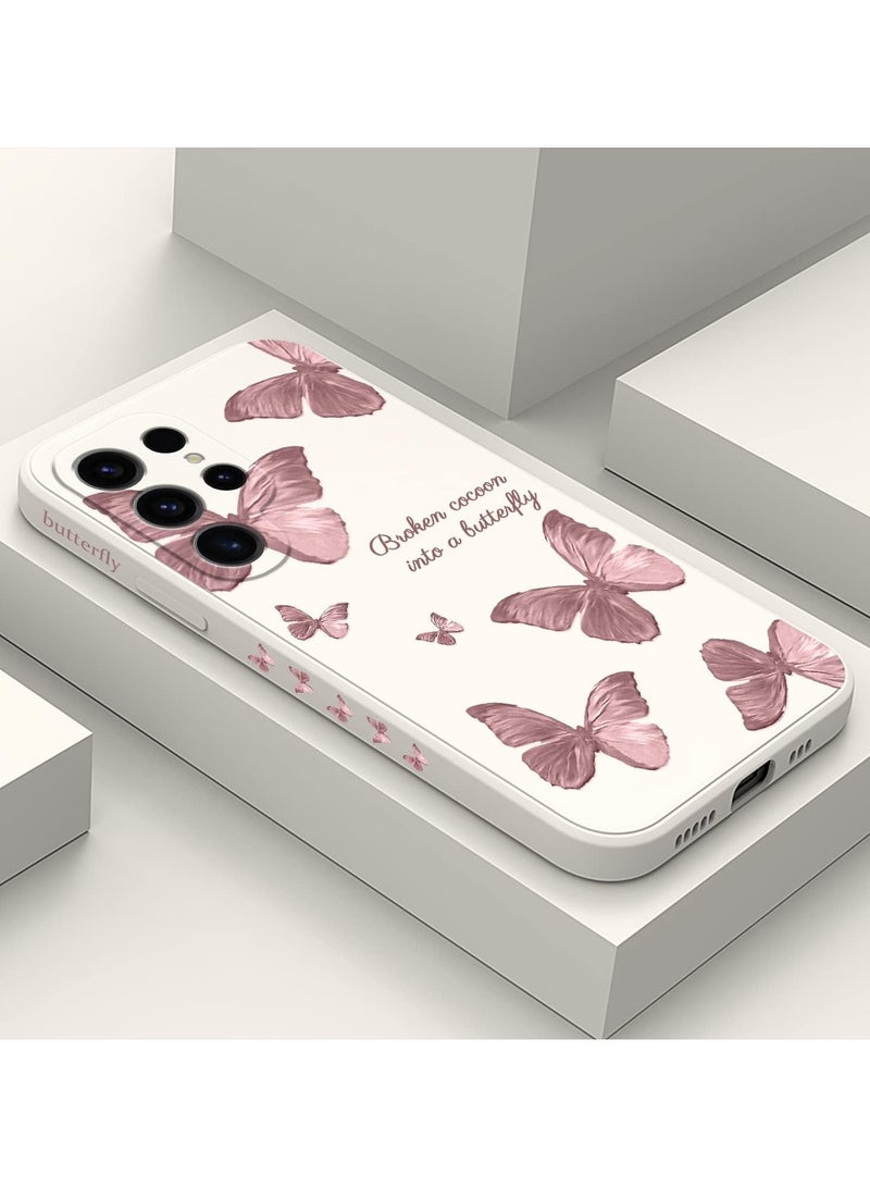 for Samsung Galaxy S25 Ultra Case, Slim Soft Non Slip Silicone for Samsung S25 Ultra Phone Cover 6.9 inch, Butterfly White - Image 2