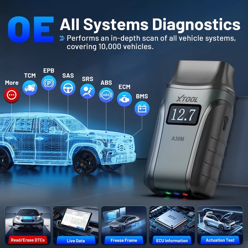 أداة اكس  جهاز فحص أعطال السيارة Xtool Anyscan A30M Bluetooth OBD2 Scanner Car Diagnostic Tools 26+ Reset Service Code Reader Canfd Protocol Lifetime Update - Image 4