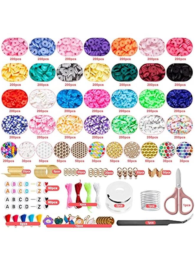 FYLX Create stylish jewelry with 6500 s of clay and pony beads in this bracelet making kit for girls Perfect for arts and crafts  each kit includes polymer clay beads and letter beads for personalized br - Image 2