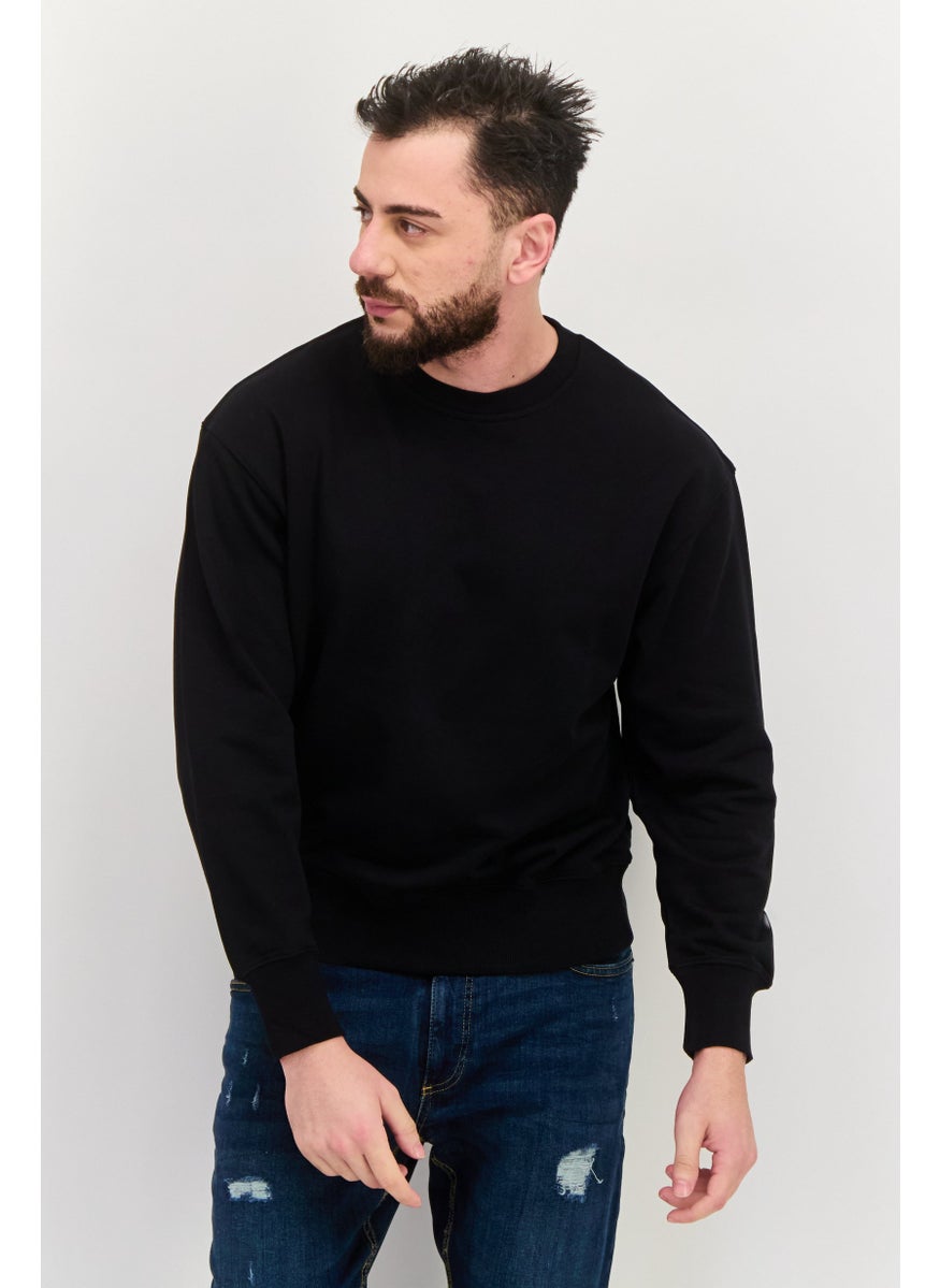 ESPRIT Men Crew Neck Solid Long Sleeves Sweatshirt, Black  - Image 1