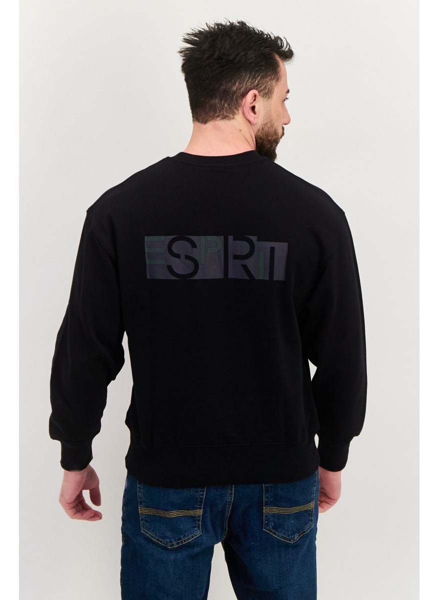 ESPRIT Men Crew Neck Solid Long Sleeves Sweatshirt, Black  - Image 4