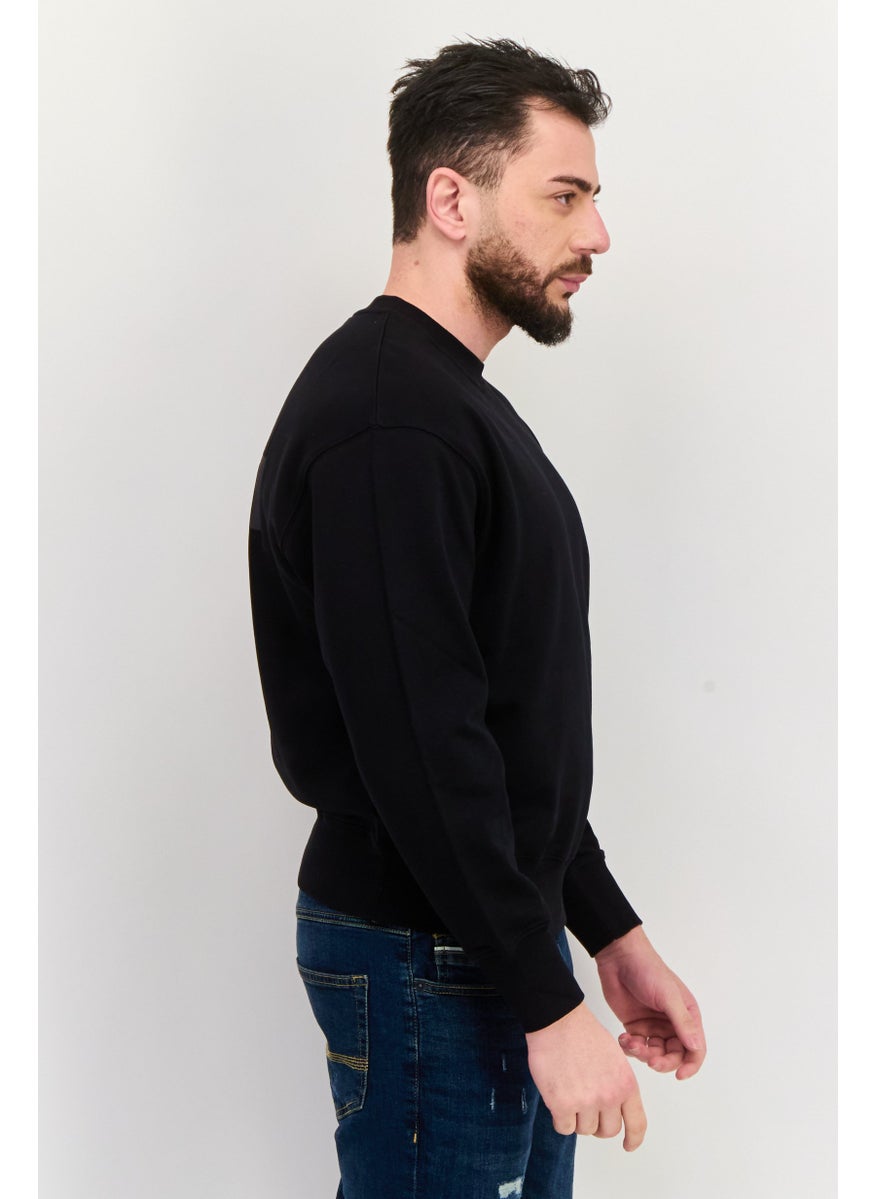 ESPRIT Men Crew Neck Solid Long Sleeves Sweatshirt, Black  - Image 2