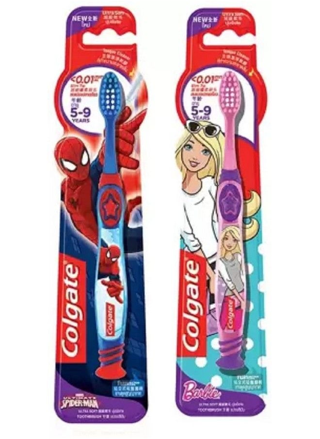 Colgate - Kids Barbie & Spiderman Ultra Soft Toothbrush (2 Toothbrushes) - Image 1