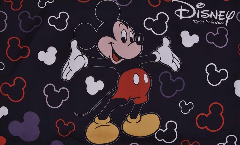 Kuber Industries Kuber Industries Disney Mickey Print Silk Special Long Crush Single Bedsheet with 1 Pillow Cover (Black)-KUBMART010146  - Image 5