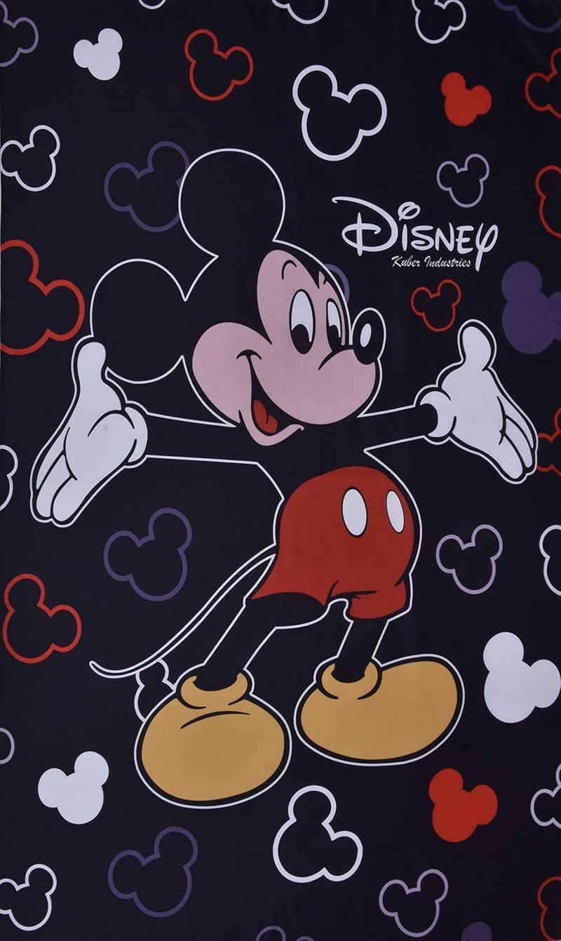 Kuber Industries Kuber Industries Disney Mickey Print Silk Special Long Crush Single Bedsheet with 1 Pillow Cover (Black)-KUBMART010146  - Image 2