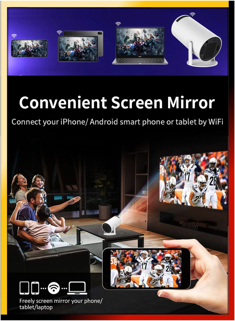 توشيونيكس جهاز عرض ذكي 120ANSI Lumens HD ذكي Android 11 سينما صغيرة محمولة، شاشة عرض 130 بوصة، مصباح 4K، مسرح سينما منزلي، عروض فيديو للألعاب، شاشة دوارة 180 درجة، عرض للهاتف المحمول  - Image 3