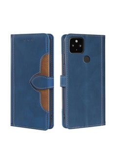 HuHa Case Cover For Google Pixel 5 XL / Pixel 4a 5G Skin Feel Straw Hat Magnetic Buckle Horizontal Flip Leather Case with Holder & Card Slots & Wallet(Blue) 
