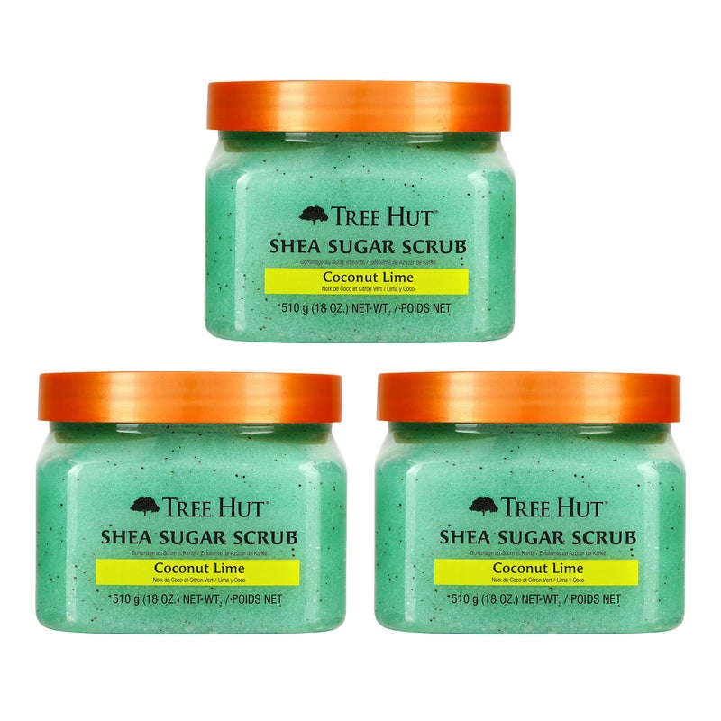 Tree Hut Shea Sugar Scrub, Coconut Lime, 18 Ounce (Pack of 3) - Image 1