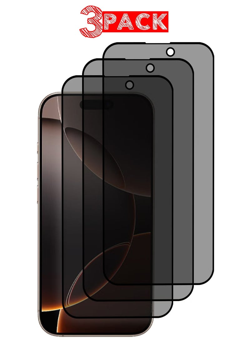 ELTRAZONE 3-Pack iPhone 16 Pro Privacy Screen Protector – Anti-Spy Tempered Glass, 9H Hardness, Case-Friendly, Black Privacy Film - Image 1