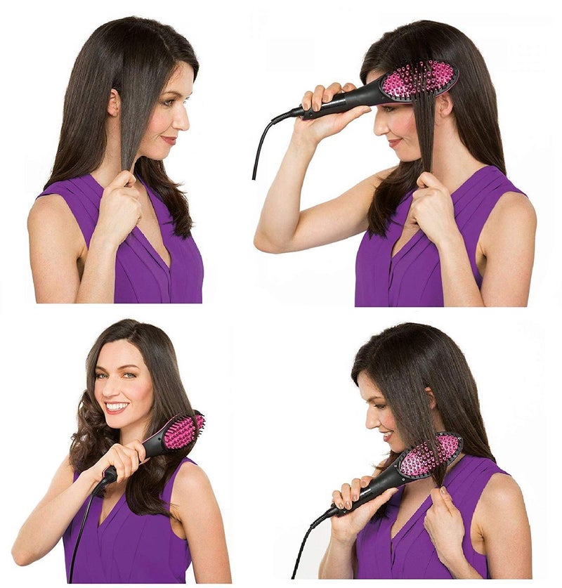 Moxtiza Womens Electric Comb Brush Ceramic Fast Hair Straightener Straightening Brush with LCD Screen Temperature Control DisplayHair Straightener For Womenhair straightener tool Black - Image 3