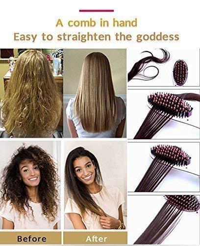 Moxtiza Womens Electric Comb Brush Ceramic Fast Hair Straightener Straightening Brush with LCD Screen Temperature Control DisplayHair Straightener For Womenhair straightener tool Black - Image 2