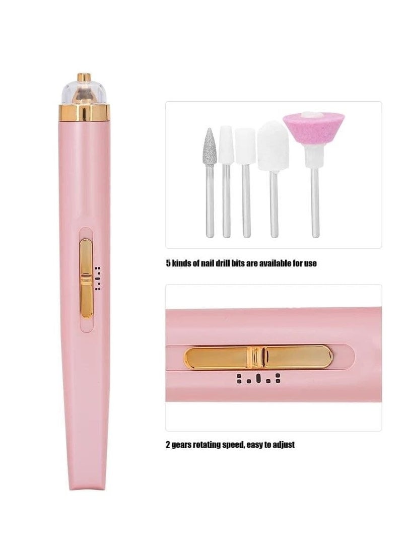 Electric Nail File Professional Adjustable Nail File Portable 5 in 1 Electric Manicure Pedicure Tool Set USB Electric Nail File for Acrylic Nails Gel Nails (Multicolor)