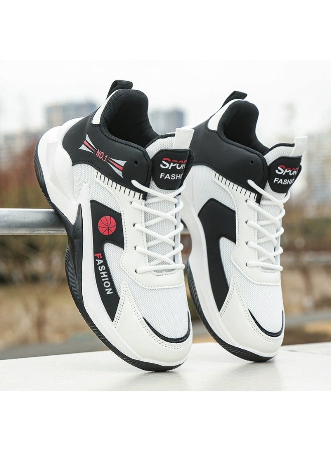 Men's Lace-up Chunky Sneakers, Athletic Shoes, Shock Absorbing And Breathable Shoes For Running Basketball Workout Gym