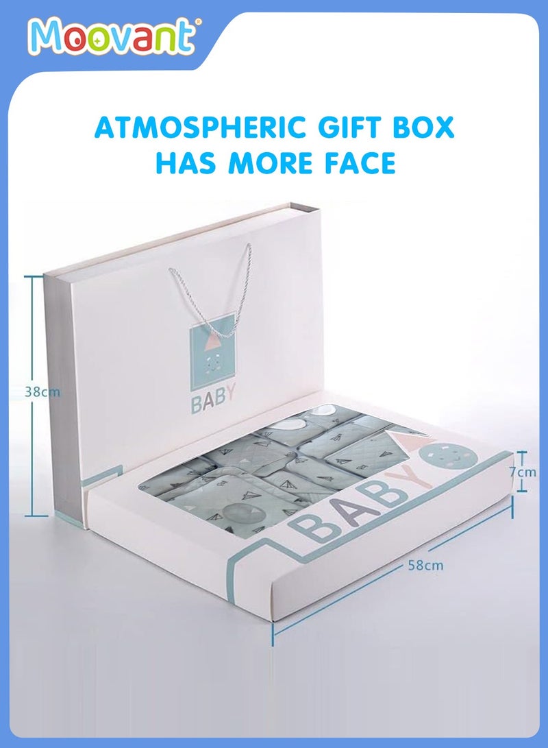 موفانت مجموعة هدايا مكونة من 18 قطعة من مستلزمات الأطفال حديثي الولادة، مجموعة ملابس أطفال من القطن الخالص، هدية لحديثي الولادة في اكتمال القمر 100 يوم، صندوق هدايا ملابس نمو حديثي الولادة - Image 3