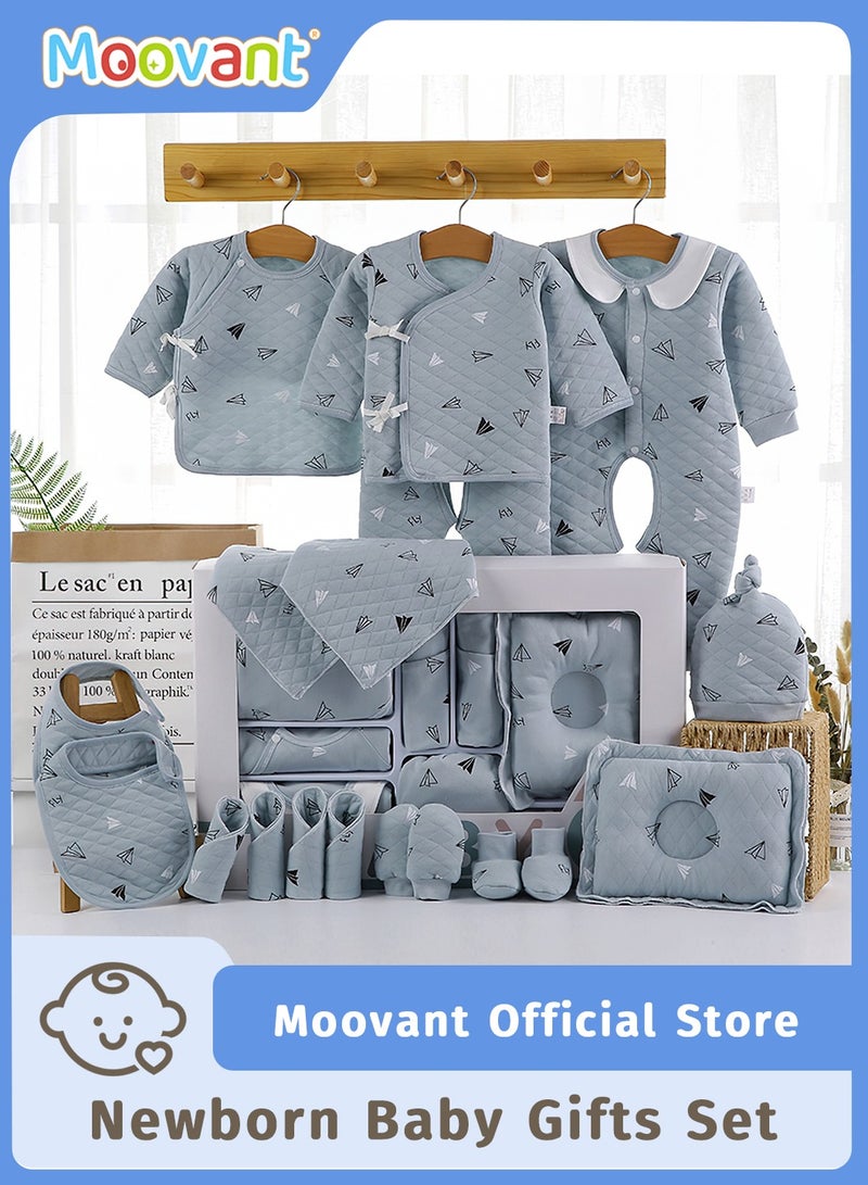 موفانت مجموعة هدايا مكونة من 18 قطعة من مستلزمات الأطفال حديثي الولادة، مجموعة ملابس أطفال من القطن الخالص، هدية لحديثي الولادة في اكتمال القمر 100 يوم، صندوق هدايا ملابس نمو حديثي الولادة - Image 1