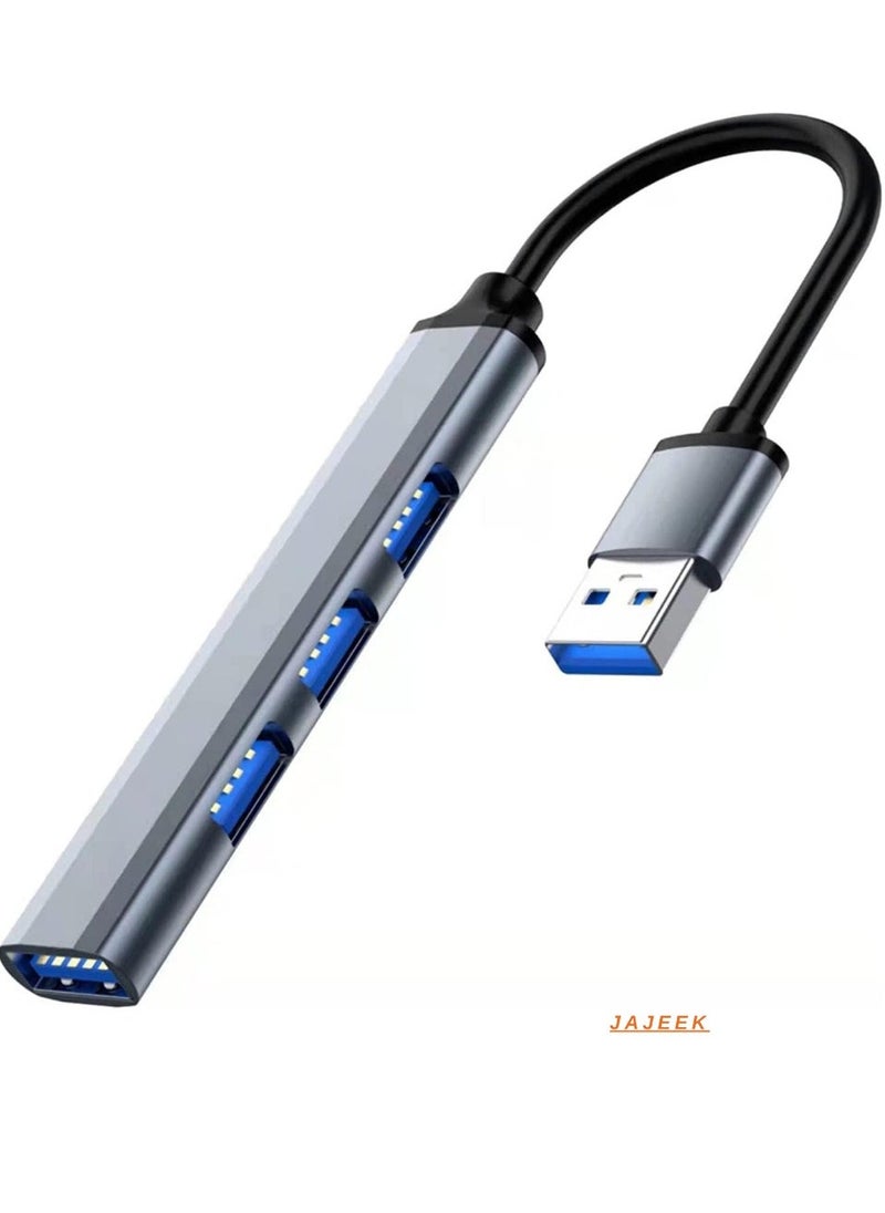 JAJEEK Ultra Slim USB 3.0 Hub with 4 Ports for Laptop, Notebook, PC, Mouse, Keyboard – High-Speed Data Transfer, Compact Design, Silver  - Image 1