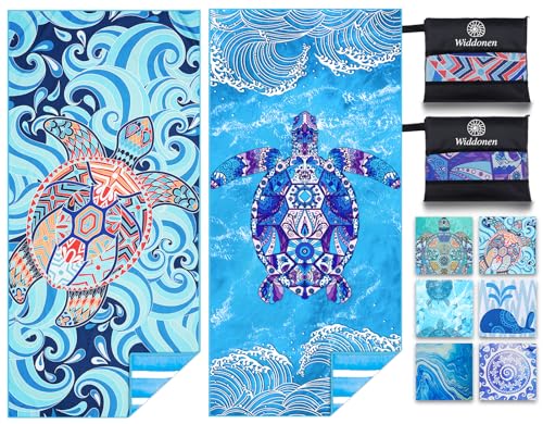 Widdonen 2 Pack Microfiber Lightweight Beach Towel Sand Free Quick Dry Absorbent Thin Compact Towels for Swimming Pool Camping Beach Accessories Large Easy Pack Travel Things for Vacation Essentials Gift - Image 1