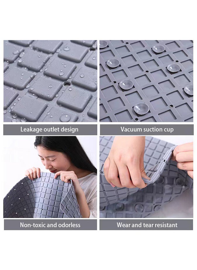 حصيرة استحمام مانعة للانزلاق مزودة بأكواب شفط وثقوب تصريف - Image 2