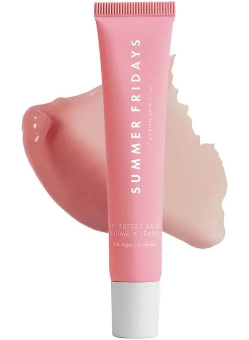 سامر فرايدايز بلسم الشفاه سامر فرايديز ليب بتر بينك شوجر، بلسم وقناع ترطيب غني بزبدة المورومورو والشيا، نباتي وخالٍ من البارابين، يمنح لمعانًا طبيعيًا وشفاه ناعمة، 0.5 أونصة - Image 1