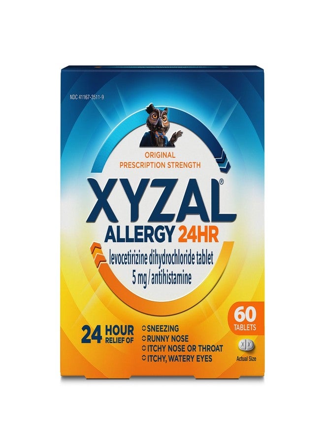Xyzal 24 Hour Allergy Relief Medicine, Original Prescription Strength Antihistamine, Levocetirizine Dihydrochloride Tablets, 5 mg, 60 Count - Image 1