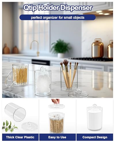 Homtalker Bathroom Counter Organizer and Storage with 2 Pack Qtip Holder Dispenser, 7 Slots Detachable Toothbrush Holders for Bathrooms, Anti-Slip Electric Toothbrush and Toothpaste Holder Countertop - Image 5
